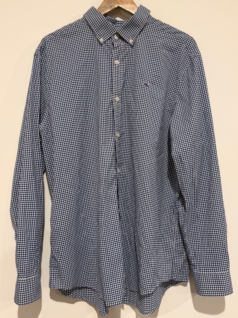 Vineyard Vines Size XL Blue Gingham Men's Whale Shirt Button Down Long Sleeve